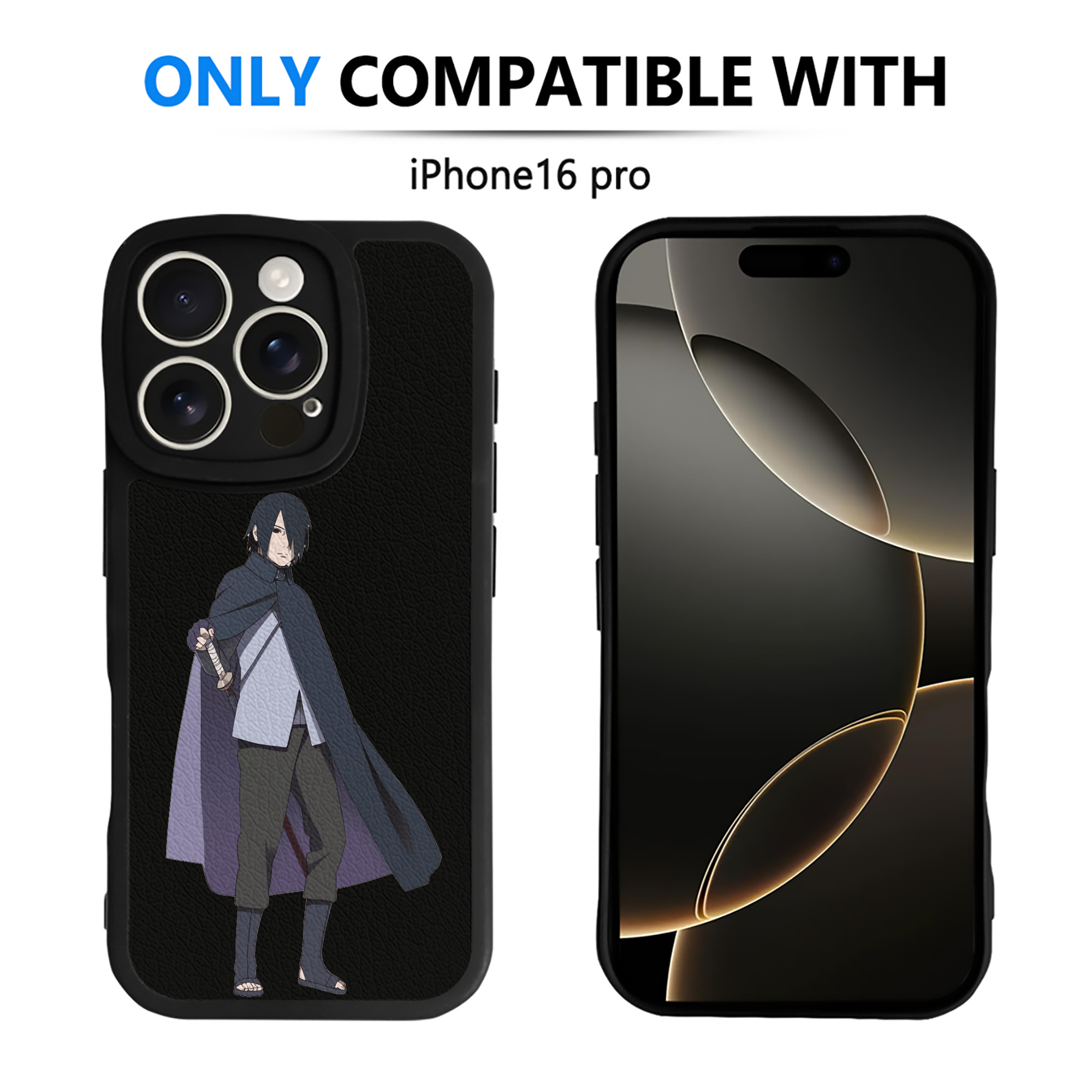 （画像用） NARUTO -ナルト- うちは サスケ Uchiha Sasuke 【iPhone 16シリーズ対応】シリコンスマホケース（レザー調） 材質：シリコン